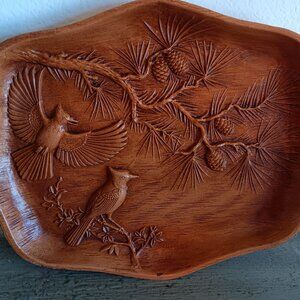 Vintage 1960 USA “Multi Products Inc” Molded Tray Bird Pine Cone 3D Platter